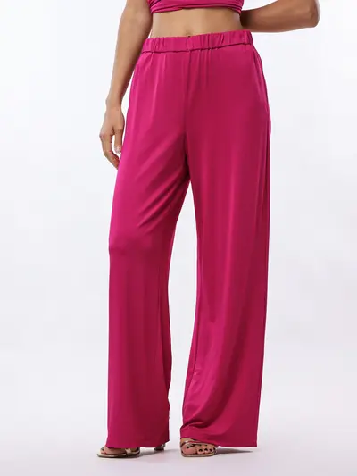 Брюки трикотажные цвета фуксии с эластичным поясом